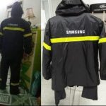 Áo mưa bộ vải dù vân tổ ong 2 lớp in logo Áo mưa bộ vải dù vân tổ ong 2 lớp in logo